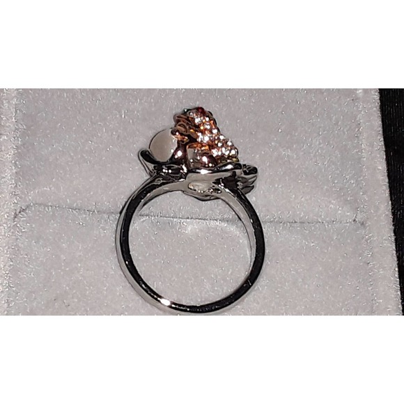 NEW Sz 9 Frog Ring Emerald Green Stones with Mexican Moon Pearl - Picture 7 of 10